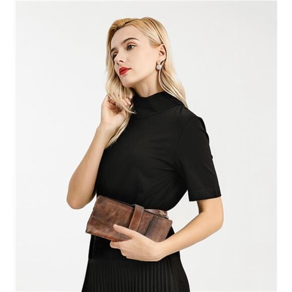 Genuine Leather Long Wallet Coffee - Picture 6 of 6